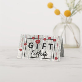 Valentines day Hearts Modern Rustic Wood Gift Card Placeringskort