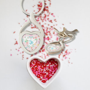 Valentines day Hearts n Kärlek Blommigt Dragonfly Twisted Heart Silverfärgad Nyckelring