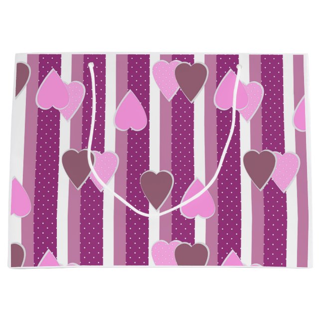 Valentine's Day hearts on striped background  (Framsidan)