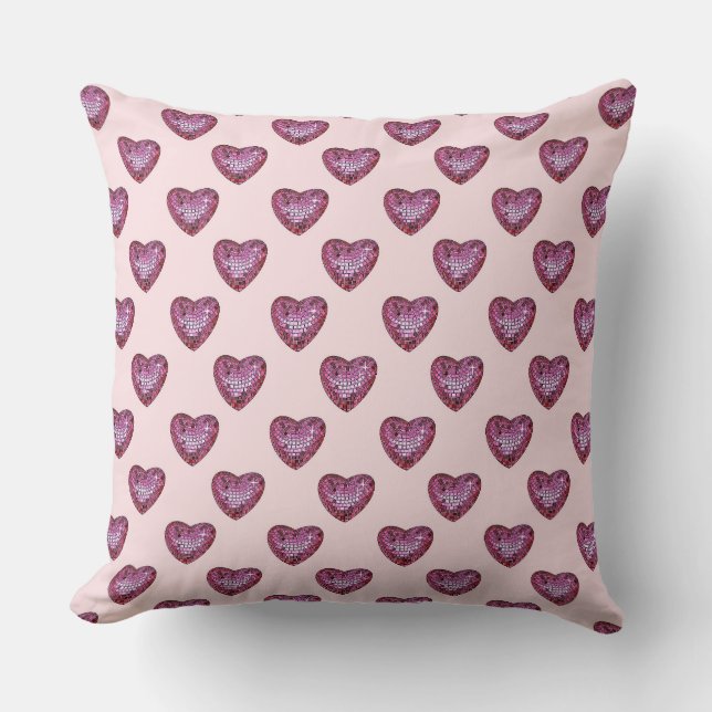 Valentine's Day Hearts Pink Disco Ball Hearts Kudde (Framsida)