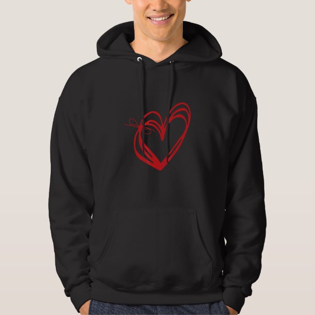 Valentines Day Hearts Red Hoodie (Framsida)