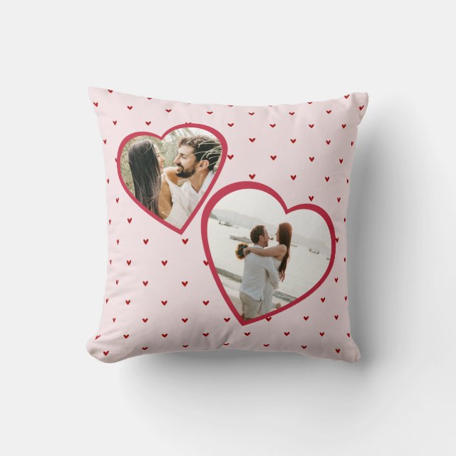 Valentine's Day Hearts Red Photo Collage Kudde (Framsida)