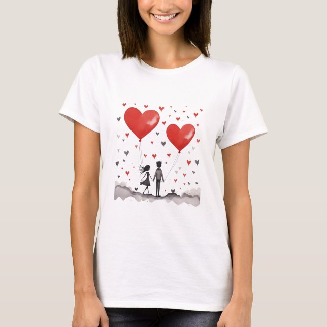 Valentines Day Hearts T Shirt (Framsida)