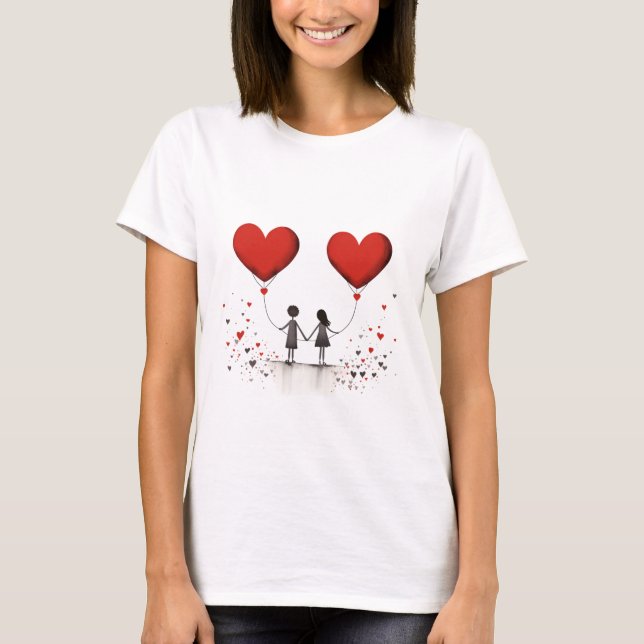 Valentines Day Hearts T Shirt (Framsida)