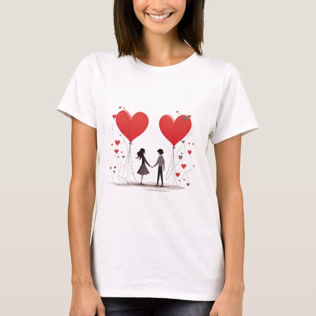 Valentines Day Hearts T Shirt (Framsida)