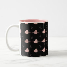Valentines day Hearts & X's & O's Coffee Mugg. Två-Tonad Mugg