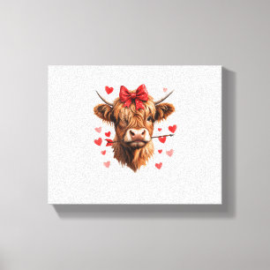 Valentines day Highland Cow Funny Hearts Valentine Canvastryck