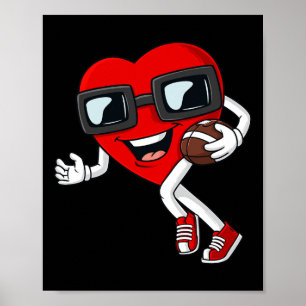 Valentines day-hjärta som går med fotbollsboxar poster