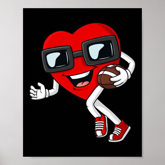 Valentines day-hjärta som går med fotbollsboxar poster (Framsidan)