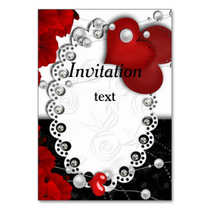 Valentines day-hjärtan och pärlor-pärlröd med bordsnummer