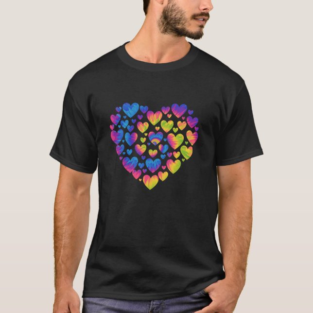 Valentines day Hjärtat Tie Dye T Shirt (Framsida)