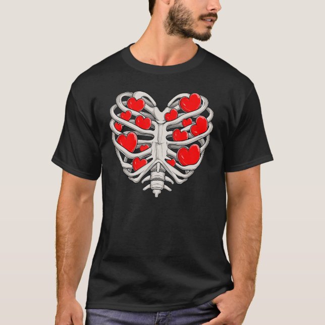 Valentines day Hjärtformade Ribcage Little Red Hea T Shirt (Framsida)