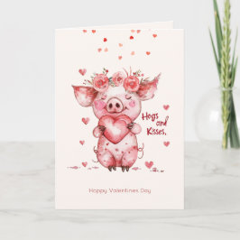 valentine's day Hogs & Kisses Funny Pig Helgkort