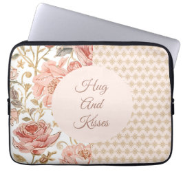 Valentine's Day, Hug and Kisses, Flowers, Pixels Laptop Fodral