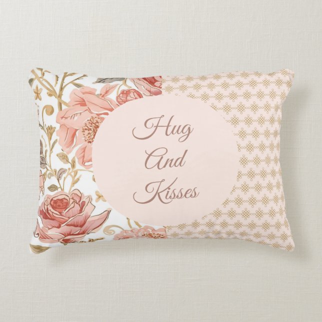 Valentine's Day, Hug and Kisses, Flowers, Pixels Prydnadskudde (Framsidan)