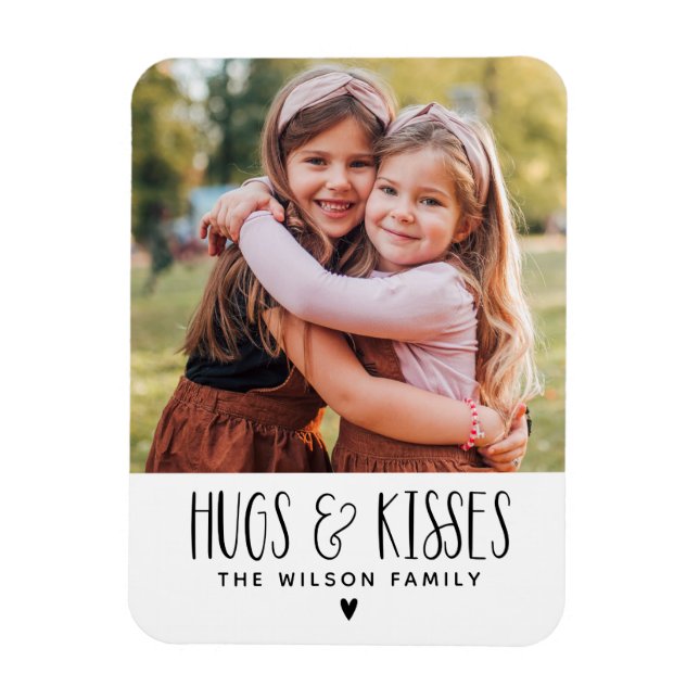 Valentines day Hugs Kisses Photo Magnet (Vertikal)