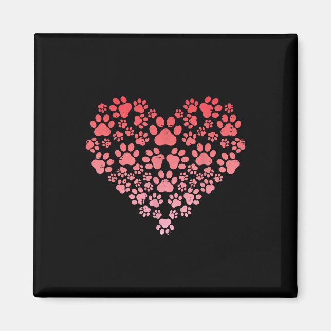 Valentines day Hund Cat Tassar Heart Päls Mamma Pa Magnet (Framsidan)