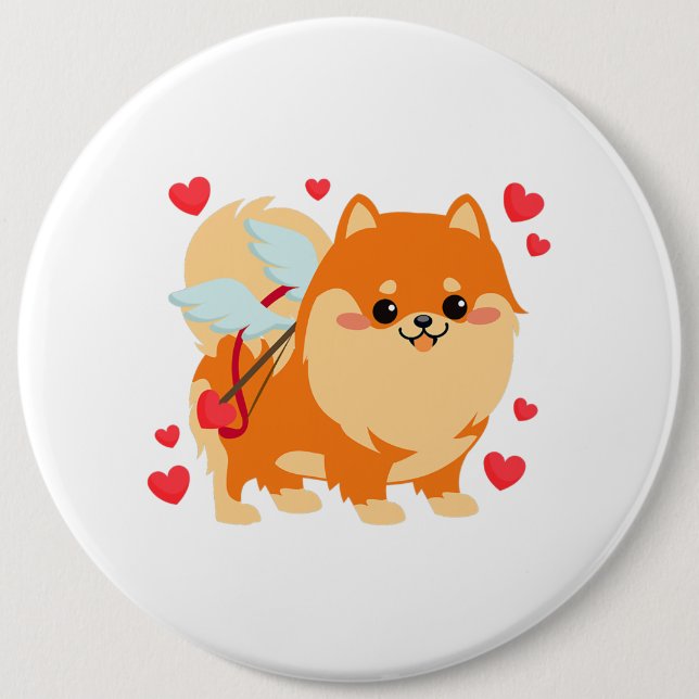 Valentines day Hund Pommern Puppy Kids Boys Girl Knapp (Framsida)