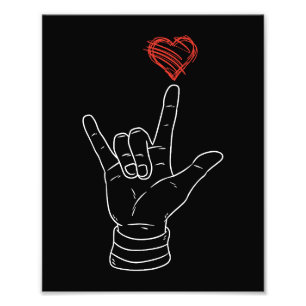 Valentines day I Kärlek du undertecknar ASL Heart Fototryck