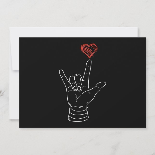 Valentines day I Kärlek du undertecknar ASL Heart Inbjudningar (Framsida)