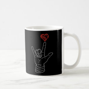 Valentines day I Kärlek du undertecknar ASL Heart Kaffemugg