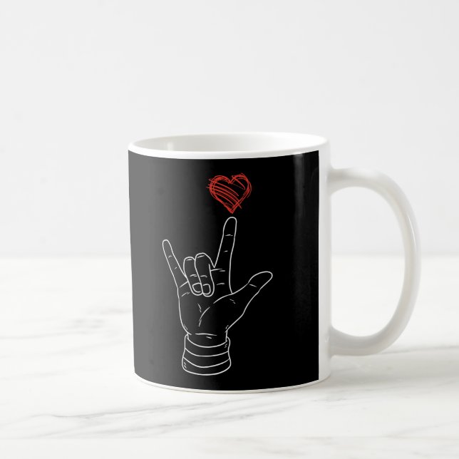 Valentines day I Kärlek du undertecknar ASL Heart Kaffemugg (Höger)