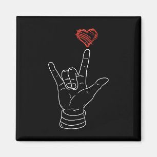 Valentines day I Kärlek du undertecknar ASL Heart Magnet
