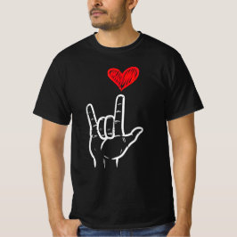 Valentines day I Kärlek du undertecknar ASL Heart T Shirt