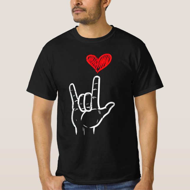Valentines day I Kärlek du undertecknar ASL Heart T Shirt (Framsida)