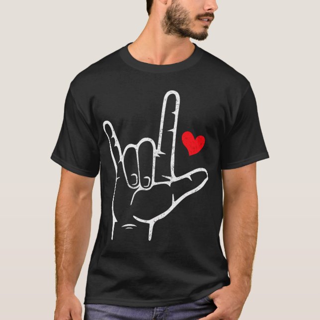 Valentines day I Kärlek du undertecknar Asl Heart  T Shirt (Framsida)