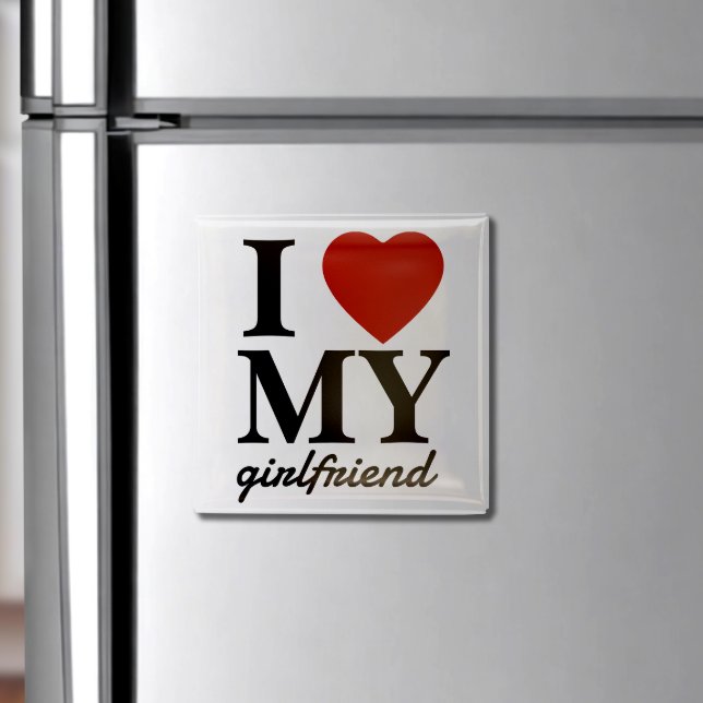 Valentines day I Kärlek Min flickvän | Boykompis Magnet (Show your love with an "I Love My Girlfriend" magnetic that sticks to the fridge for everyone to see)
