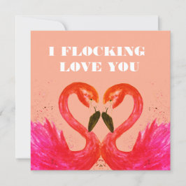 Valentines day I Kärlek You Flamingo Birds Julkort