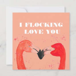 Valentines day I Kärlek You Flamingo Birds Julkort