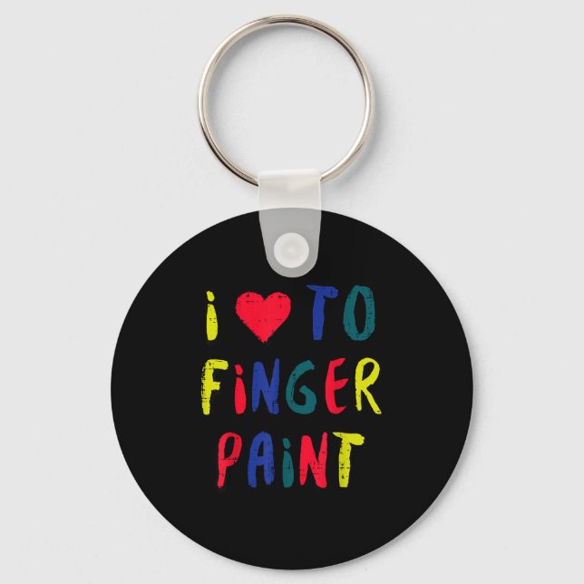 Valentines Day I Love To Finger Paint Matching Cou Nyckelring (Framsida)