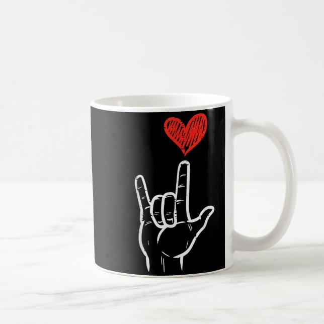 Valentines Day I Love You Hand Sign Asl Heart Wome Kaffemugg (Höger)