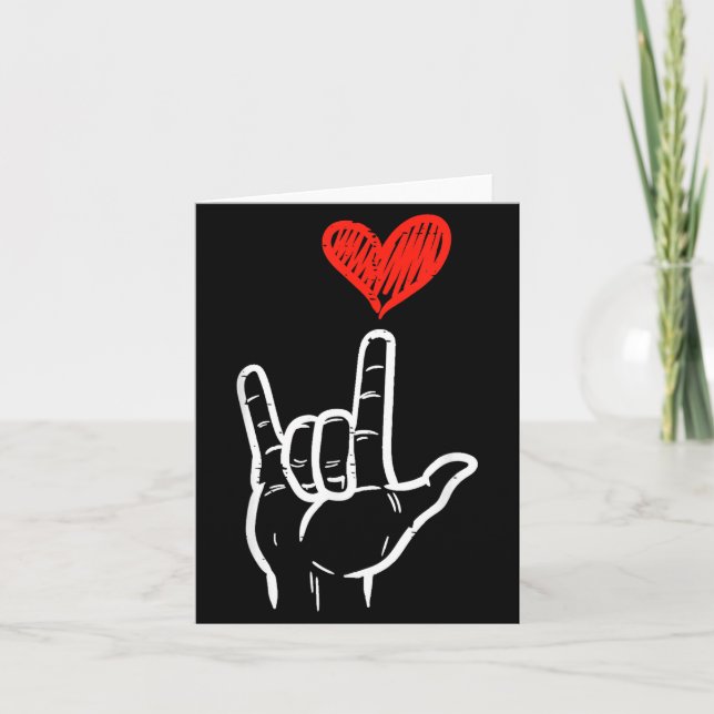 Valentines Day I Love You Hand Sign Asl Heart Wome Kort (Framsida)