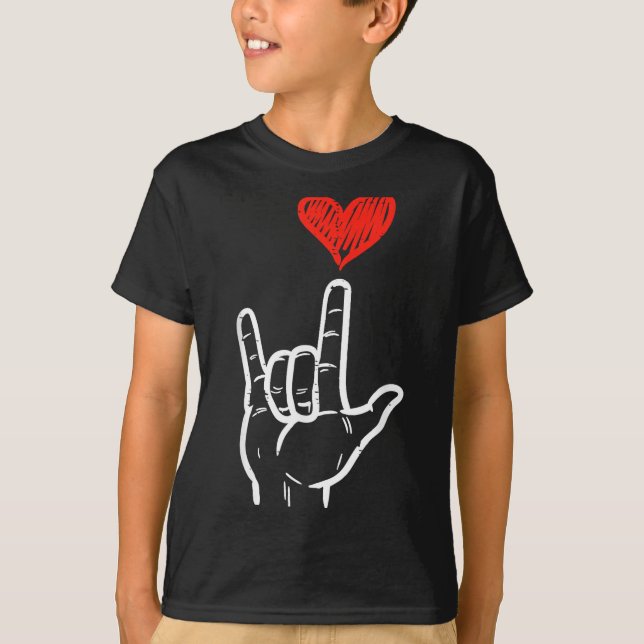 Valentines Day I Love You Hand Sign Asl Heart Wome T Shirt (Framsida)