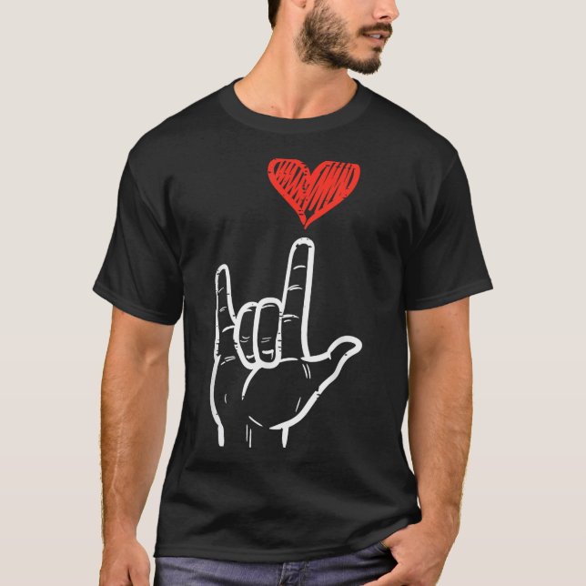 Valentines Day I Love You Hand Sign Asl Heart Wome T Shirt (Framsida)