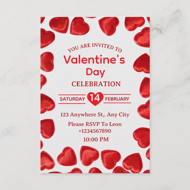 Valentine's Day Invitation Card Inbjudningar (Framsida)