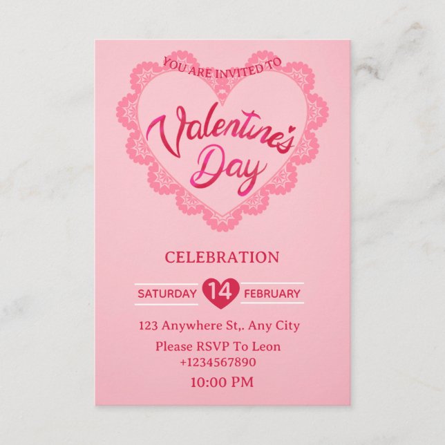 Valentine's Day Invitation Card Inbjudningar (Framsida)