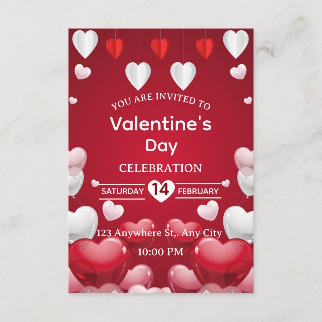 Valentine's Day Invitation Card Inbjudningar (Framsida)