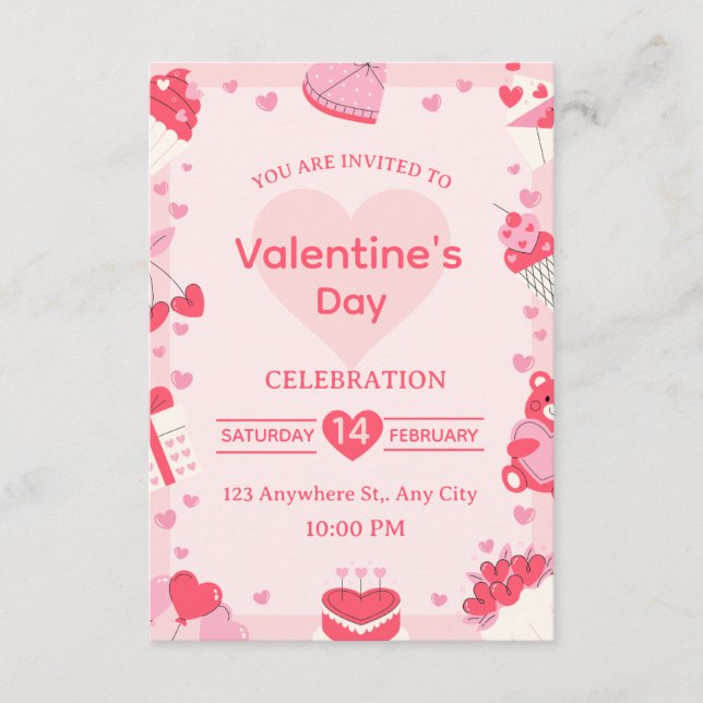Valentine's Day Invitation Card Inbjudningar (Framsida)
