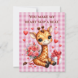 Valentines day Kärlek Bukett med rosor Giraffe Julkort