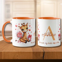 Valentines day Kärlek Bukett med rosor Giraffe Mugg