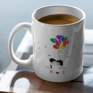 Valentines day Kärlek-citat med Färg Heart-ballong Kaffemugg