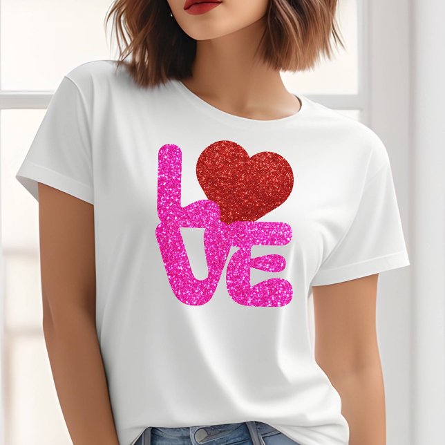 Valentines day Kärlek Glitter T-shirt (Skapare uppladdad)