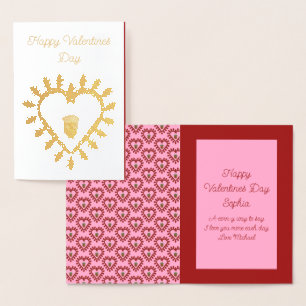 Valentines day Kärlek Heart Acorn Anpassningsbar Folierat Kort