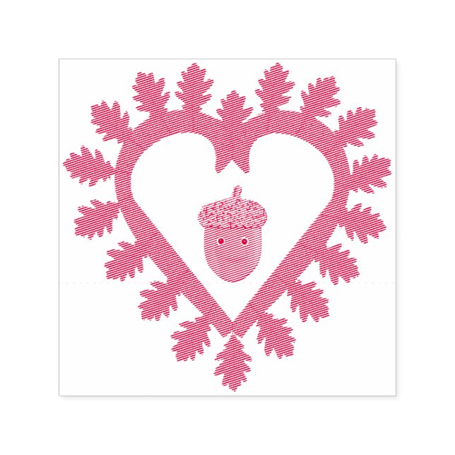 Valentines day Kärlek Heart Acorn Självfärgande Stämpel (Design)