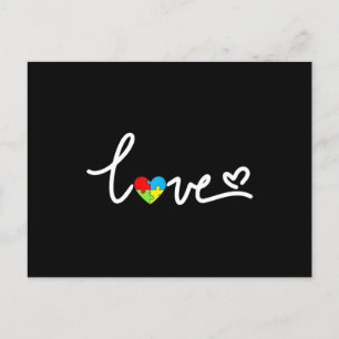 Valentines day Kärlek Heart Autism Awareness Puzzl Vykort