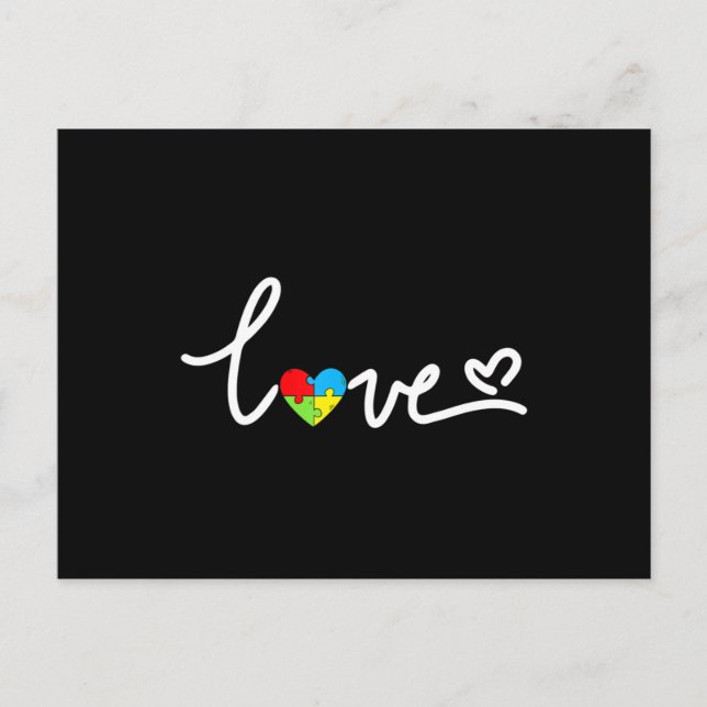 Valentines day Kärlek Heart Autism Awareness Puzzl Vykort (Framsida)